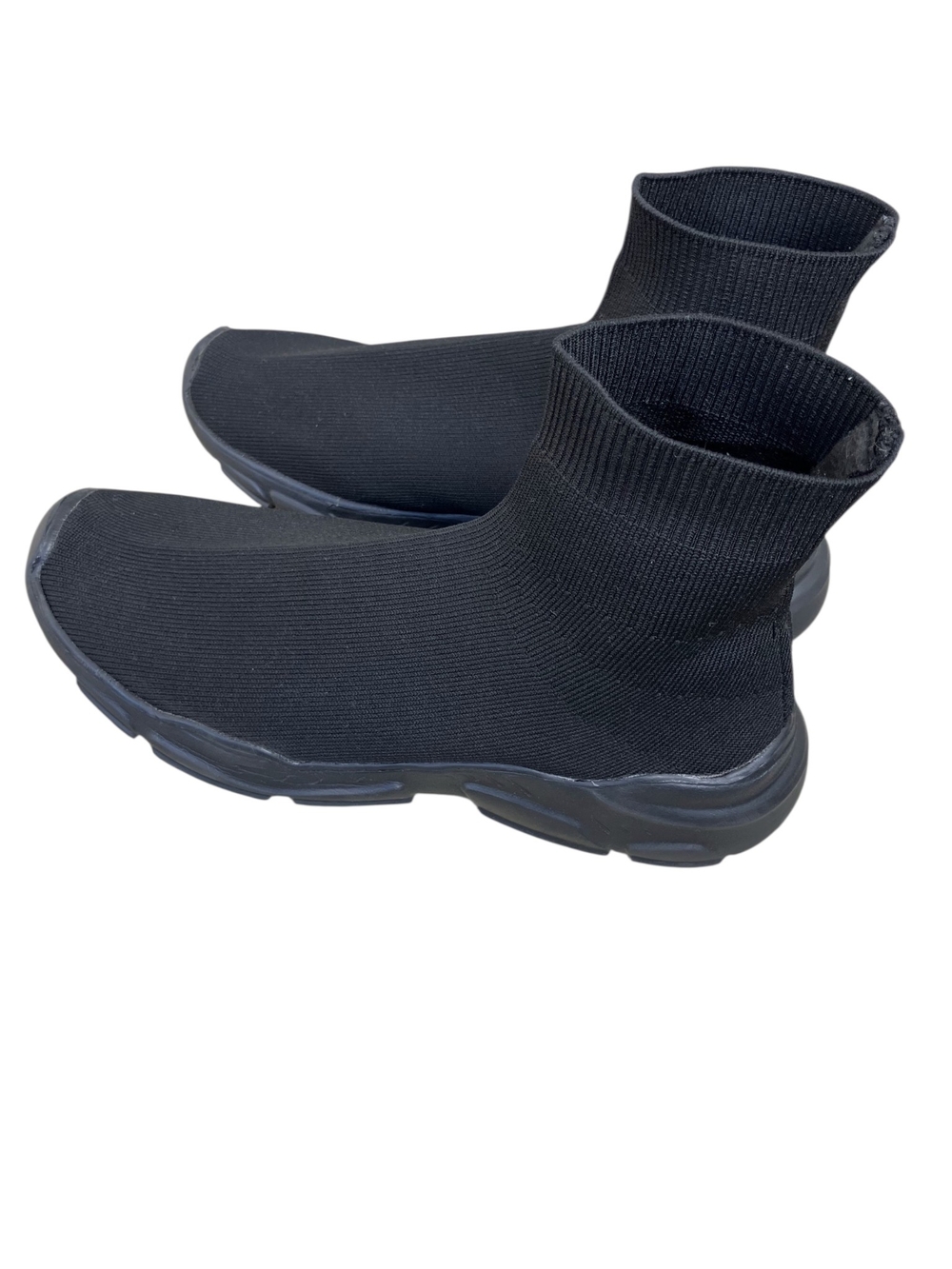 Men's Black Knit Sock Sneakers - Stretch Slip-On Athletic Shoes